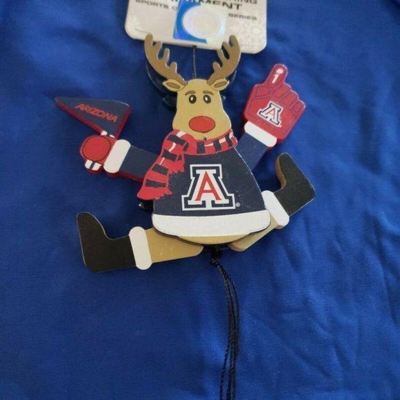 Topperscot by Boelter Brands NCAA Wooden Cheering Reindeer Ornament, Arizona - Picture 3 of 5